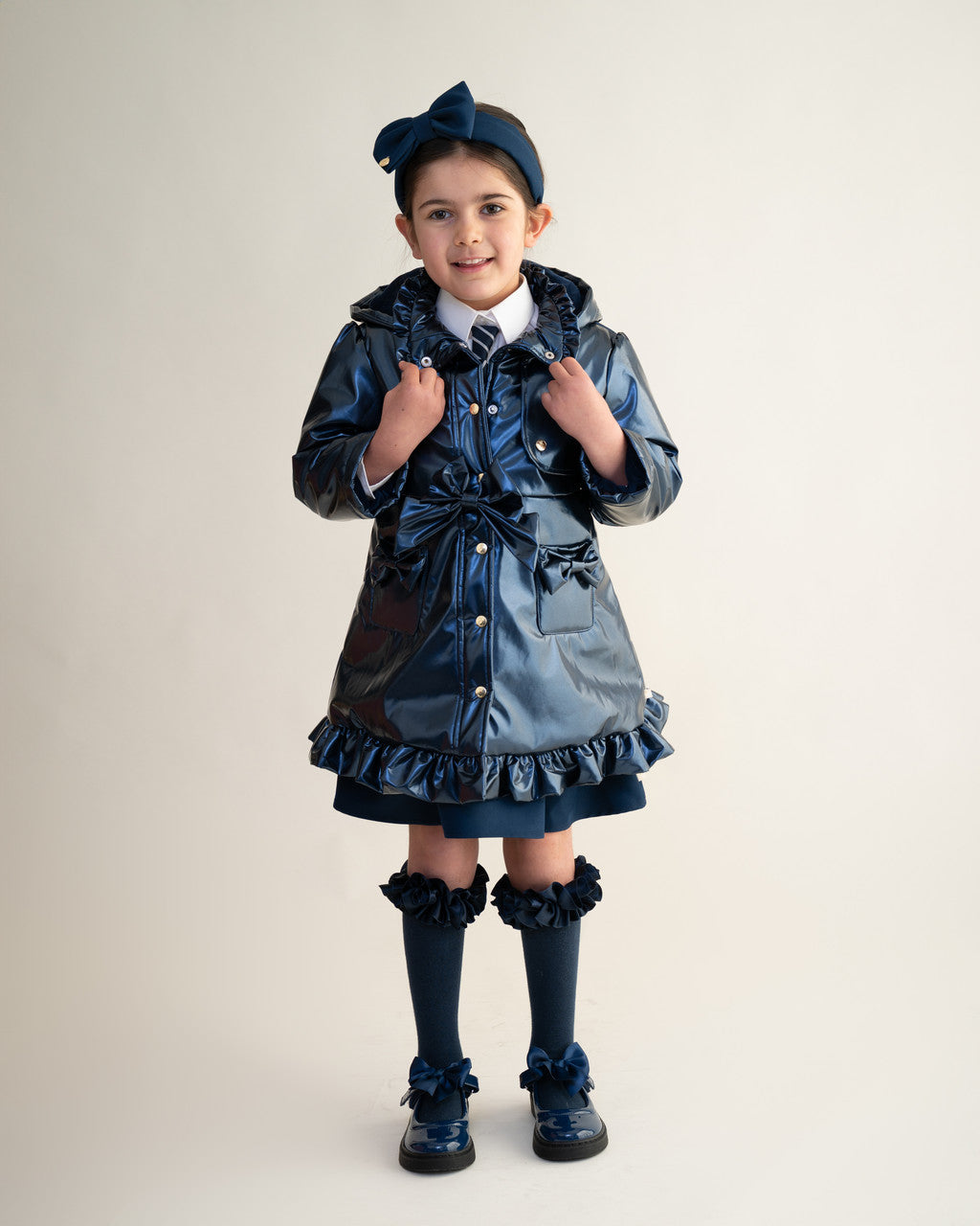 Caramelo Kids Navy Bow Rain Mac