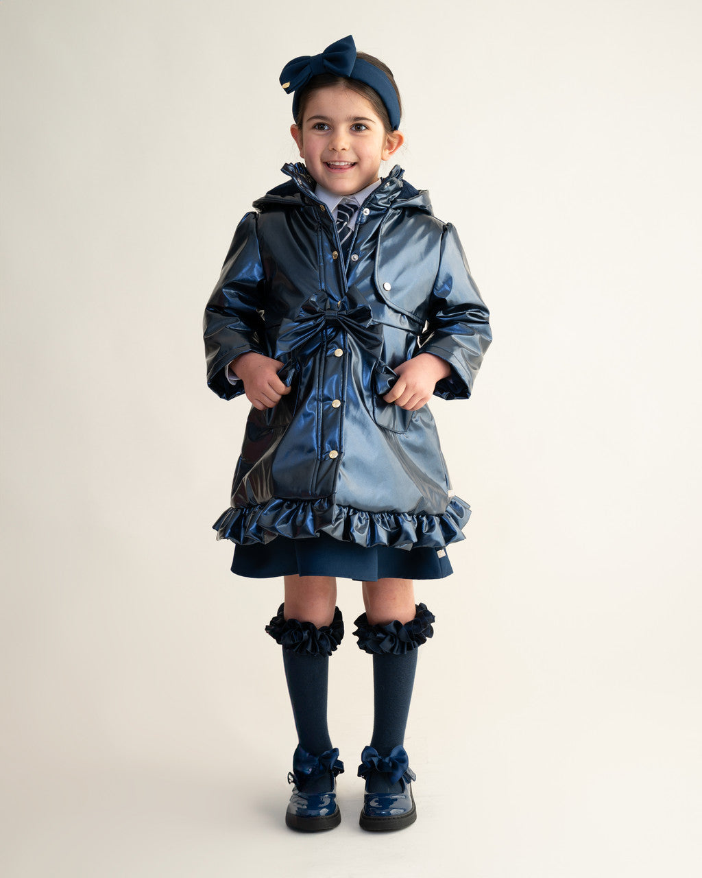 Caramelo Kids Navy Bow Rain Mac