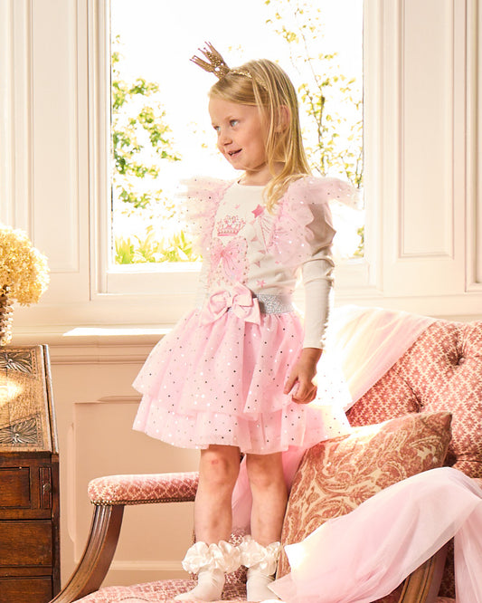 Caramelo Kids Girls Pink Royal Magic Skirt Set
