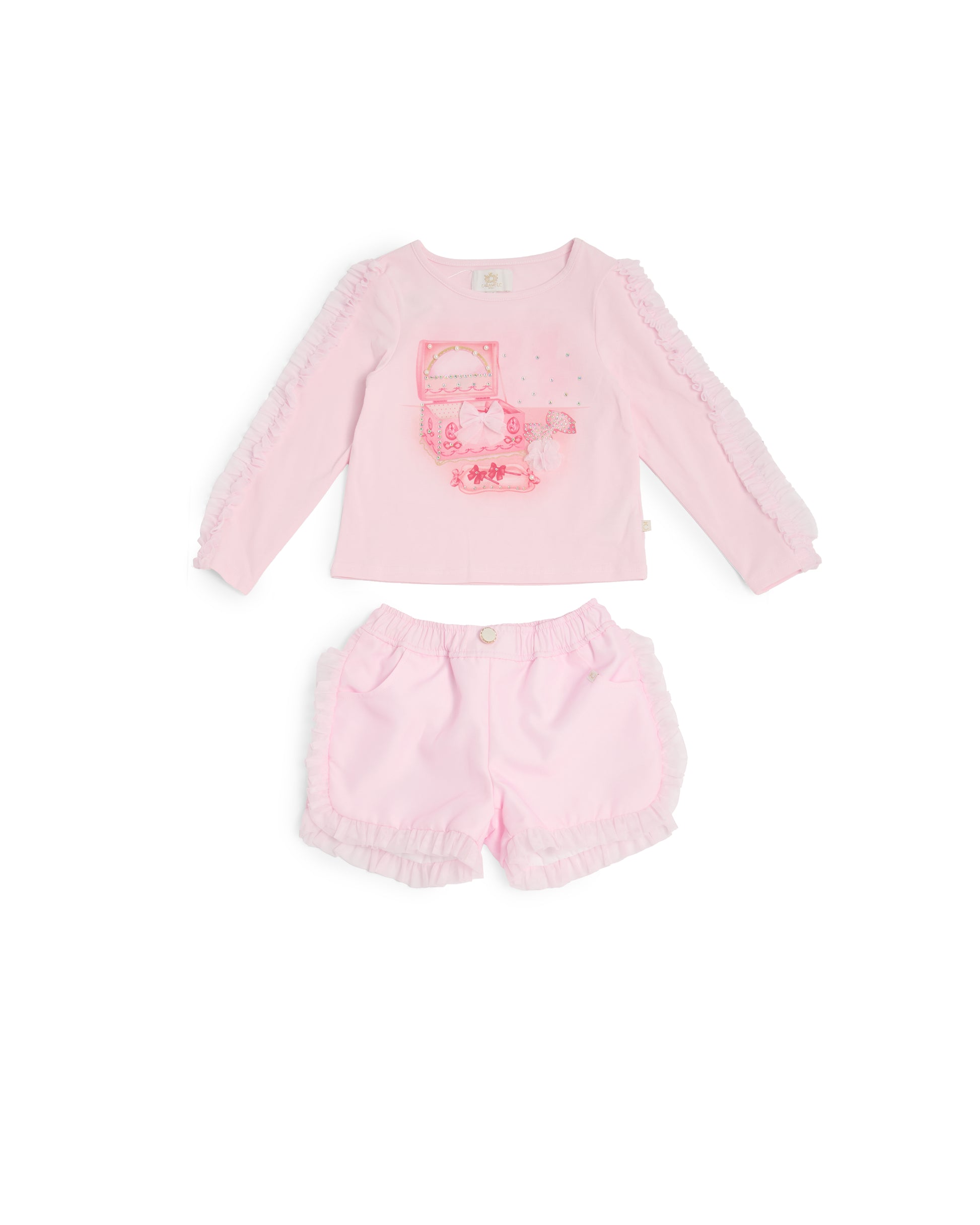 Caramelo Kids Girls Pink Jewellery Box Shorts Set