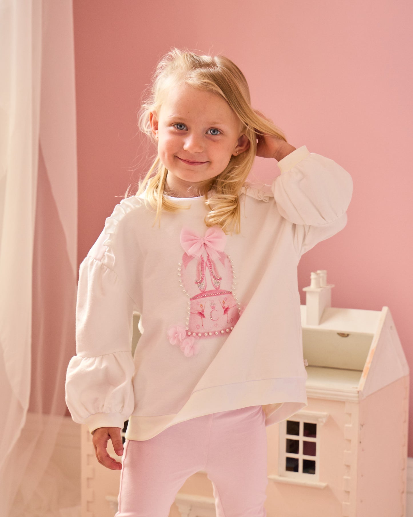 Caramelo Kids Girls Pink Snow Globe Leggings Set