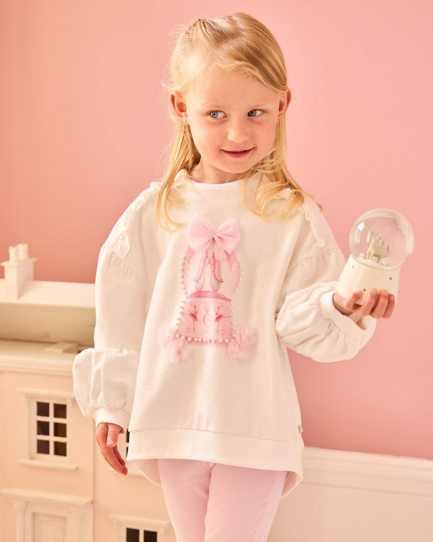 Caramelo Kids Girls Pink Snow Globe Leggings Set *Preorder