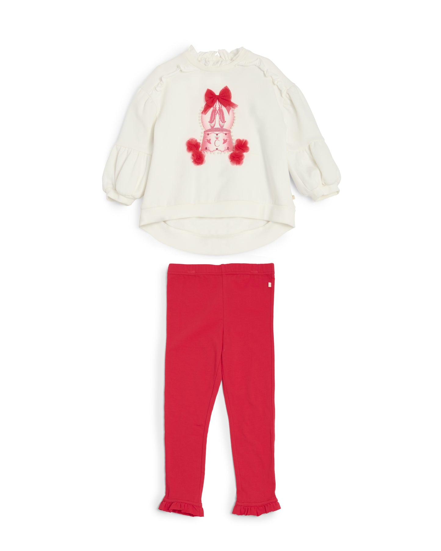 Caramelo Kids Girls Red Snow Globe Leggings Set