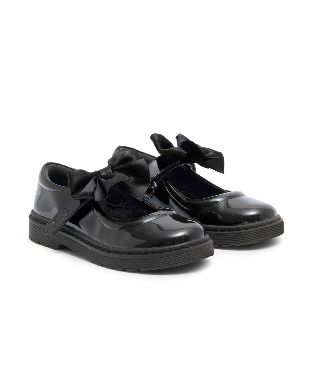 Caramelo Kids Black Bow School Shoes
