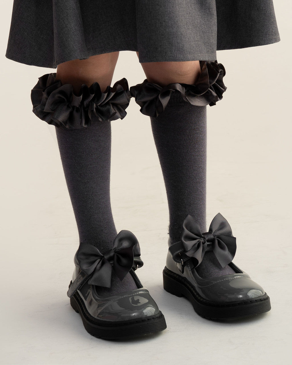 Caramelo Kids Grey Bow School Shoes *Preorder