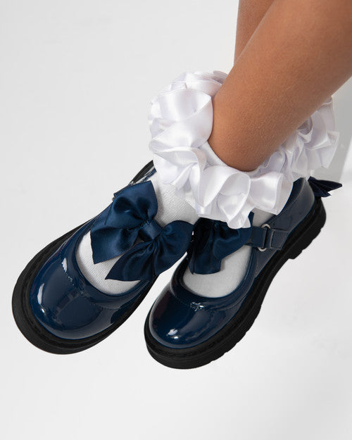 Caramelo Kids Navy Bow School Shoes *Preorder