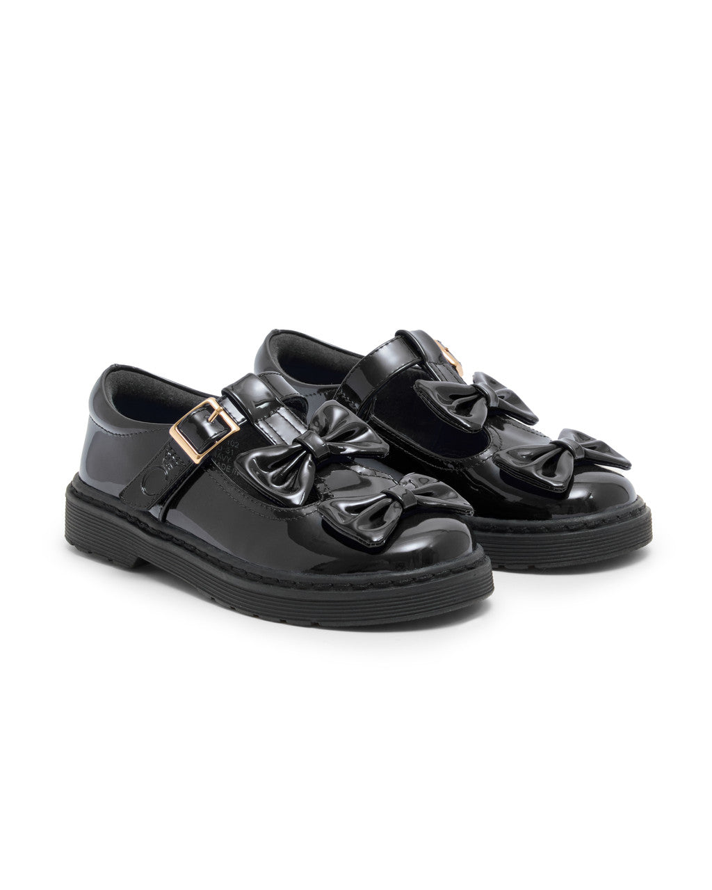 Caramelo Kids Black Double Bow School Shoes *Preorder