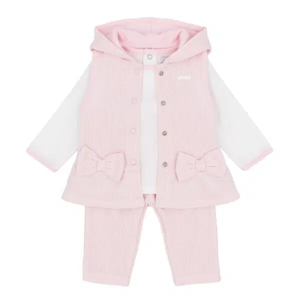 Amore Girls Pink Knitted Rib 3PC Set