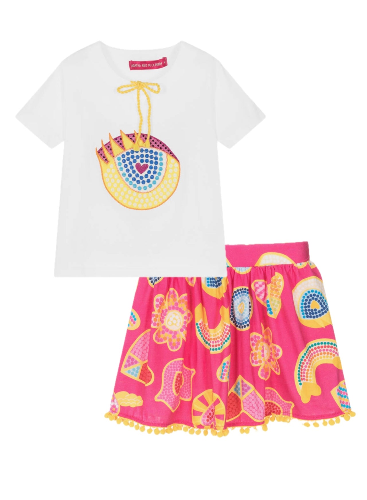 Agatha Ruiz de la Prada Guadalajara White Tunic and Multi Skirt Set