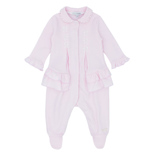 Blues Baby Girls Napoli Collection Pink All in One sleep suit with Peterpan collar
