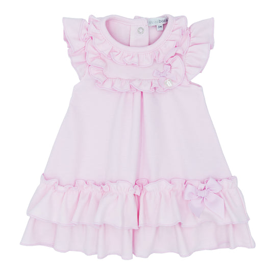 Blues Baby Girls Napoli Collection Pink Dress with Satin Bow