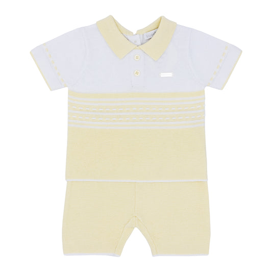 Blues Baby Boys Sassari Collection Yellow Knitted Polo Shirt & Shorts Set
