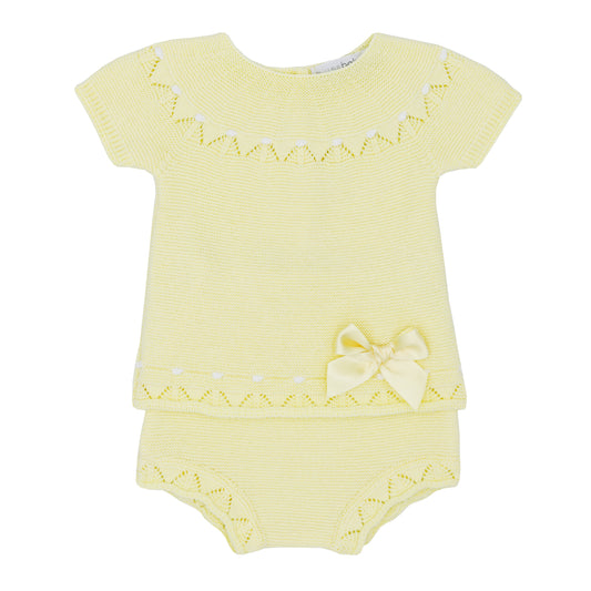 Blues Baby Girls Asti Collection Yellow Knitted Top & Shorts Set