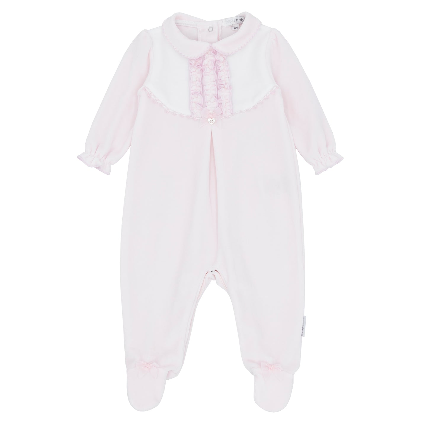 Blues Baby Girls Almelo Pink Velour with Detachable Bib