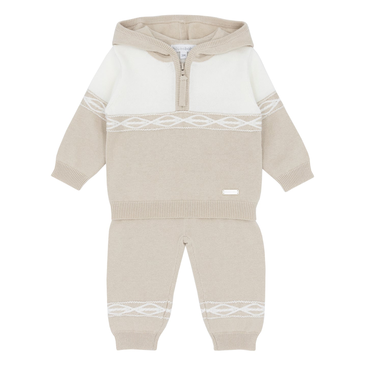 Blues Baby Boys Bruges Beige Knitted Two Piece Hoodie Set