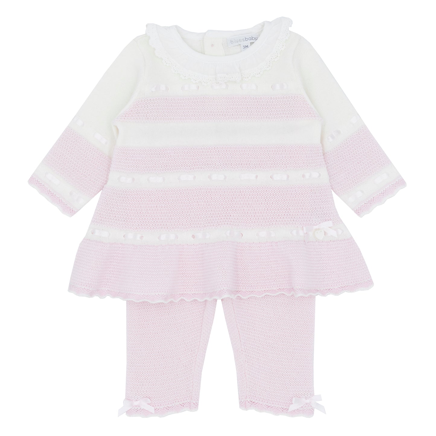 Blues Baby Girls Gistel Pink/Ivory Knitted Tunic Set