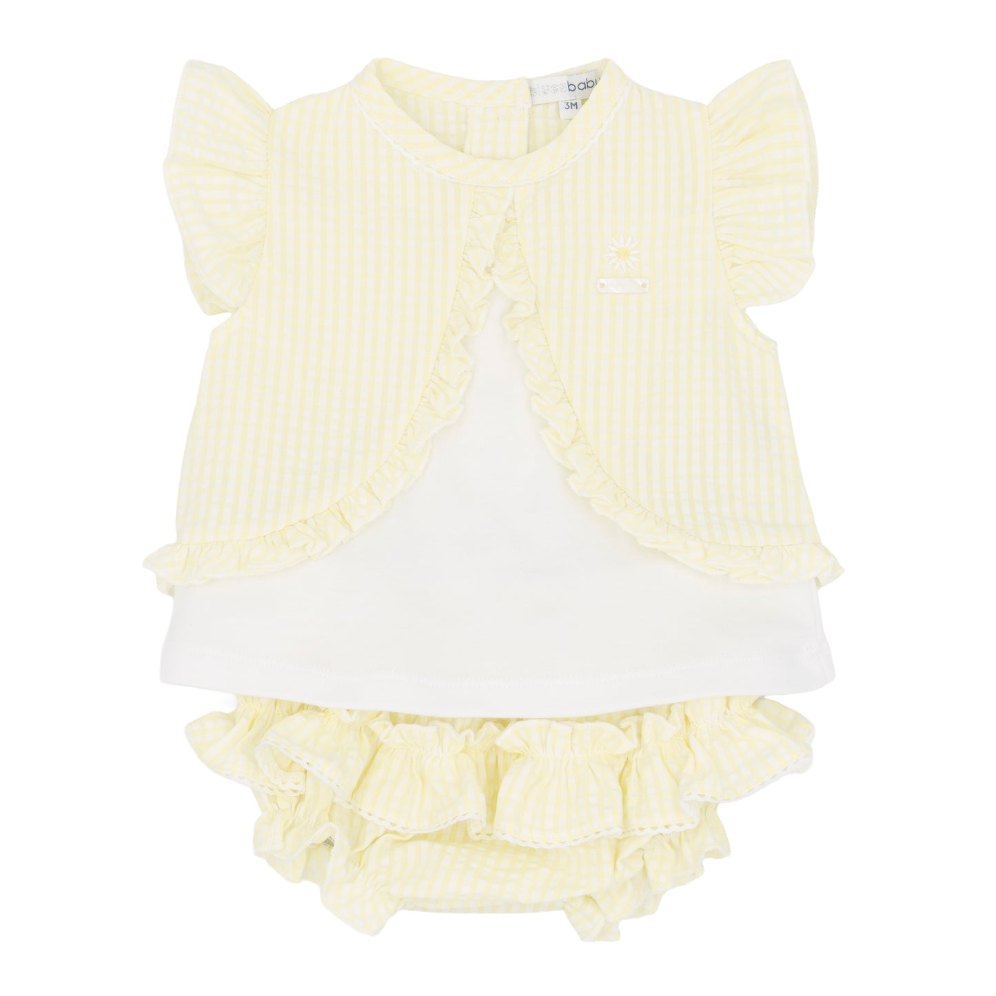 Girls twin set, lemon bloomer shirt and cardigan
