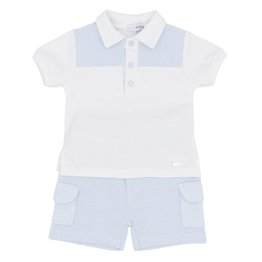 Baby romper with checkered design on a white background