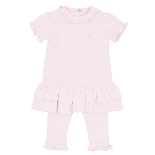 Girls pink frill leggings set