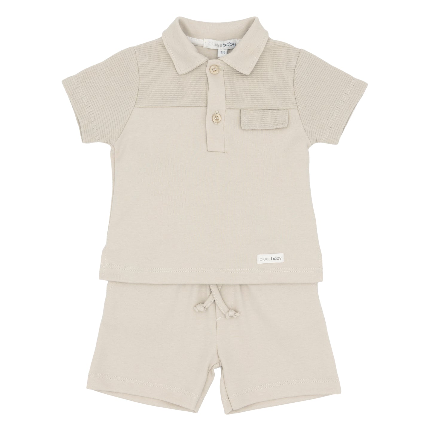 Bues Baby Boys Beige polo t shirt and shorts set