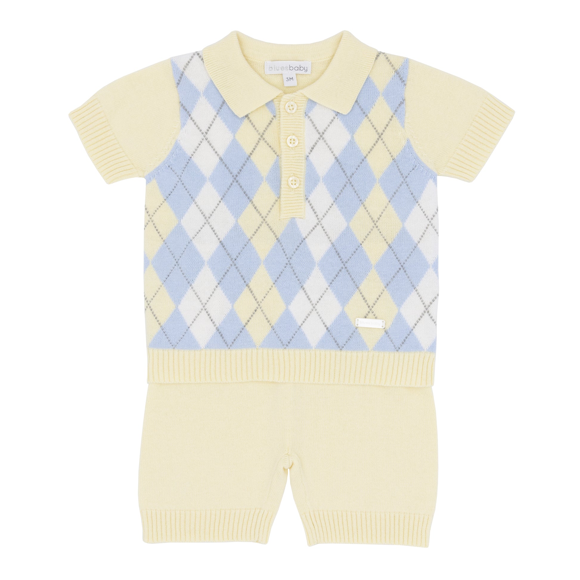 Blues Baby Boys Barelona Yellow Knitted Argle 2PC Set
