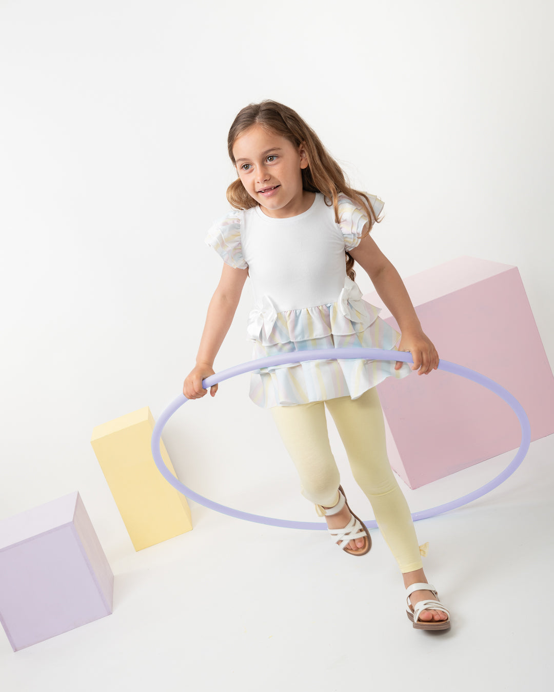 Caramelo Kids Girls Rainbow Sweet Stripes Leggings Set