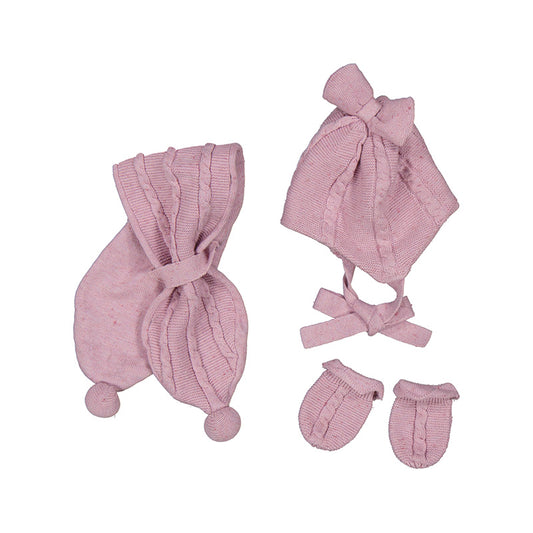 Mayoral Baby Girls Mauve Lilac Purple Knitted Cotton Hat Set