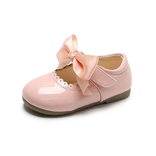 Girls Mary Jane Party Shoes with Satin Bow - Baby Pink *