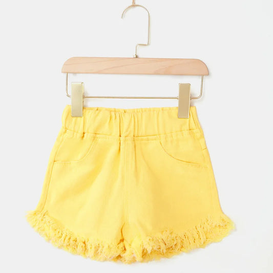 Girls Denim Shorts Yellow