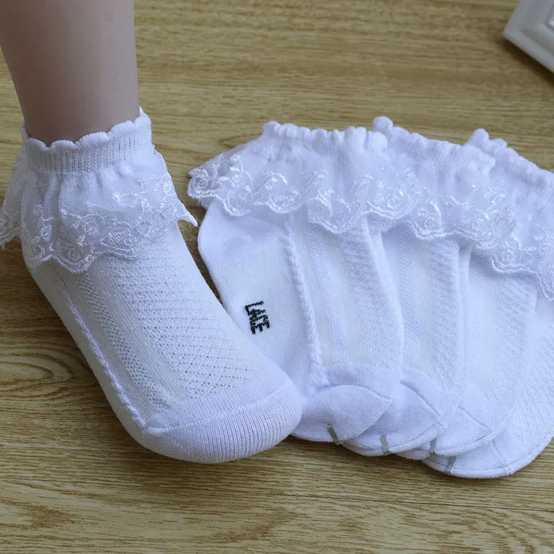 Girls White Frilly Ankle Socks Pack of Ten pairs