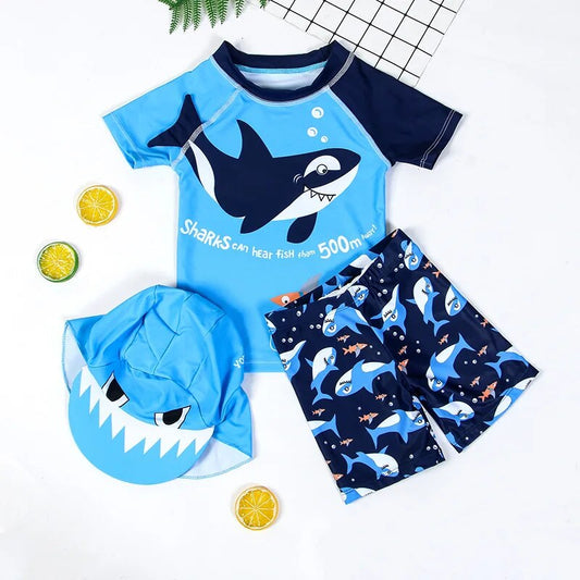 Boys UPF50 UV Swim Suit and Hat - Shark *