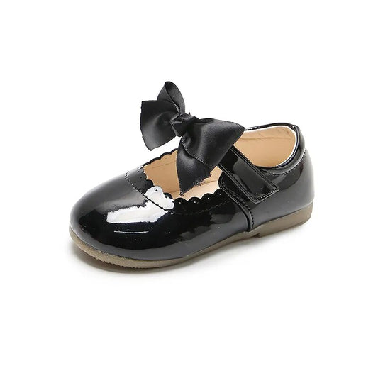 Girls Mary Jane Party Shoes with Satin Bow - Black *