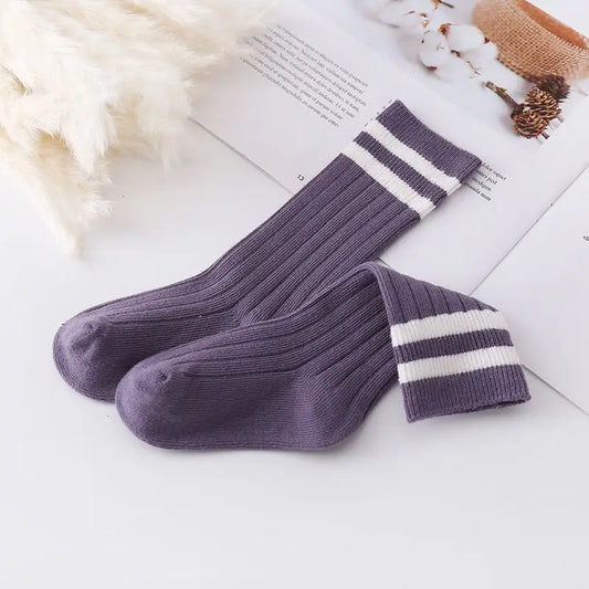 Casual Purple Three Quarter Sports Socks