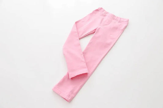Girls Spring Cotton Slim Fit Pants Baby Pink