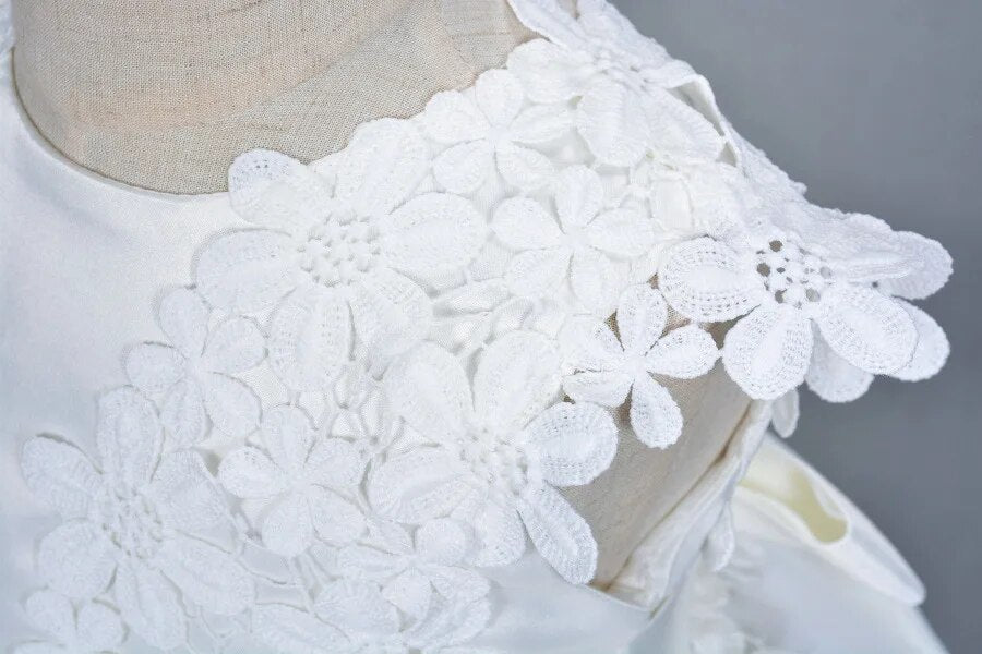 Christening White Dress with Lace finish