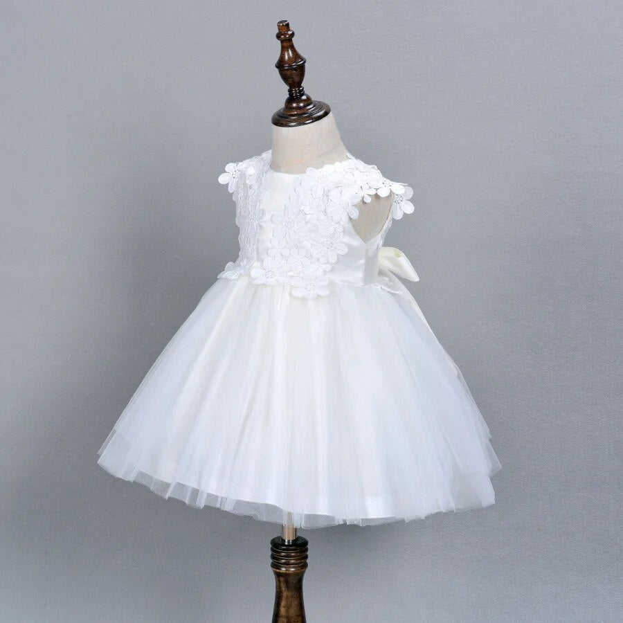 Christening White Dress with Lace finish