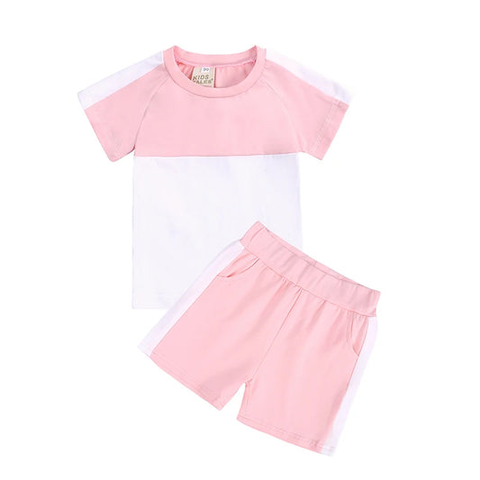 Unisex Contrast Shorts & T shirt Pink