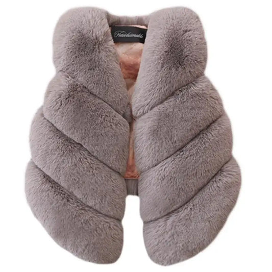 Girls Faux Fur Grey Gillet