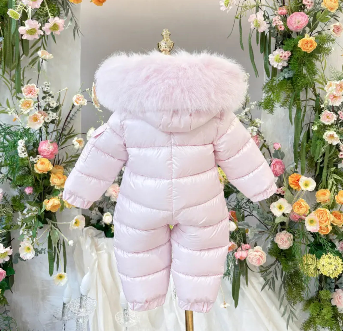 EvaBella Signature Winter Snowsuit with Detachable Skirt–BabyPink