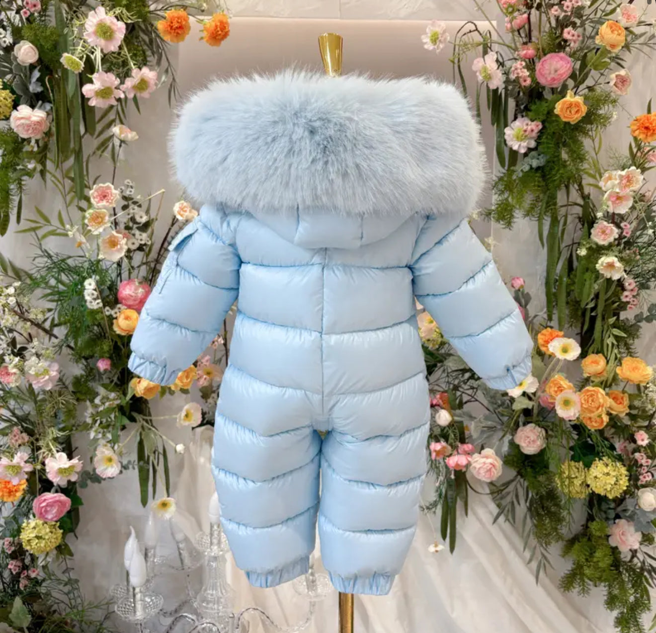 EvaBella Signature Winter Snowsuit with Detachable Skirt– Baby Blue