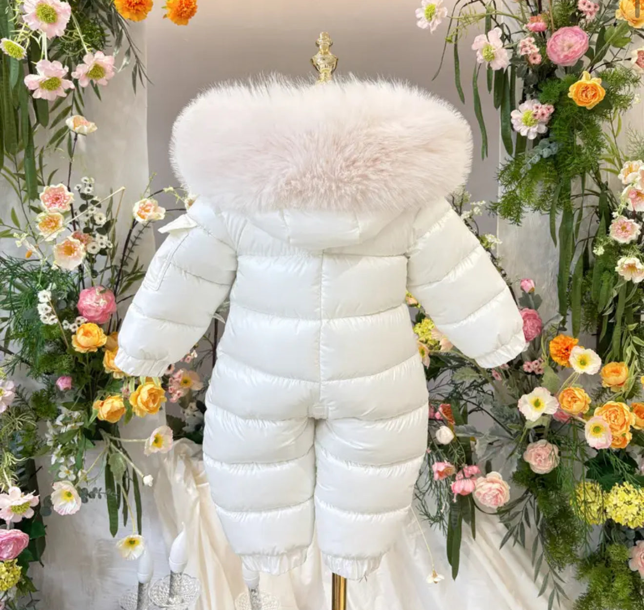 EvaBella Signature Winter Snowsuit with Detachable Belt – cream