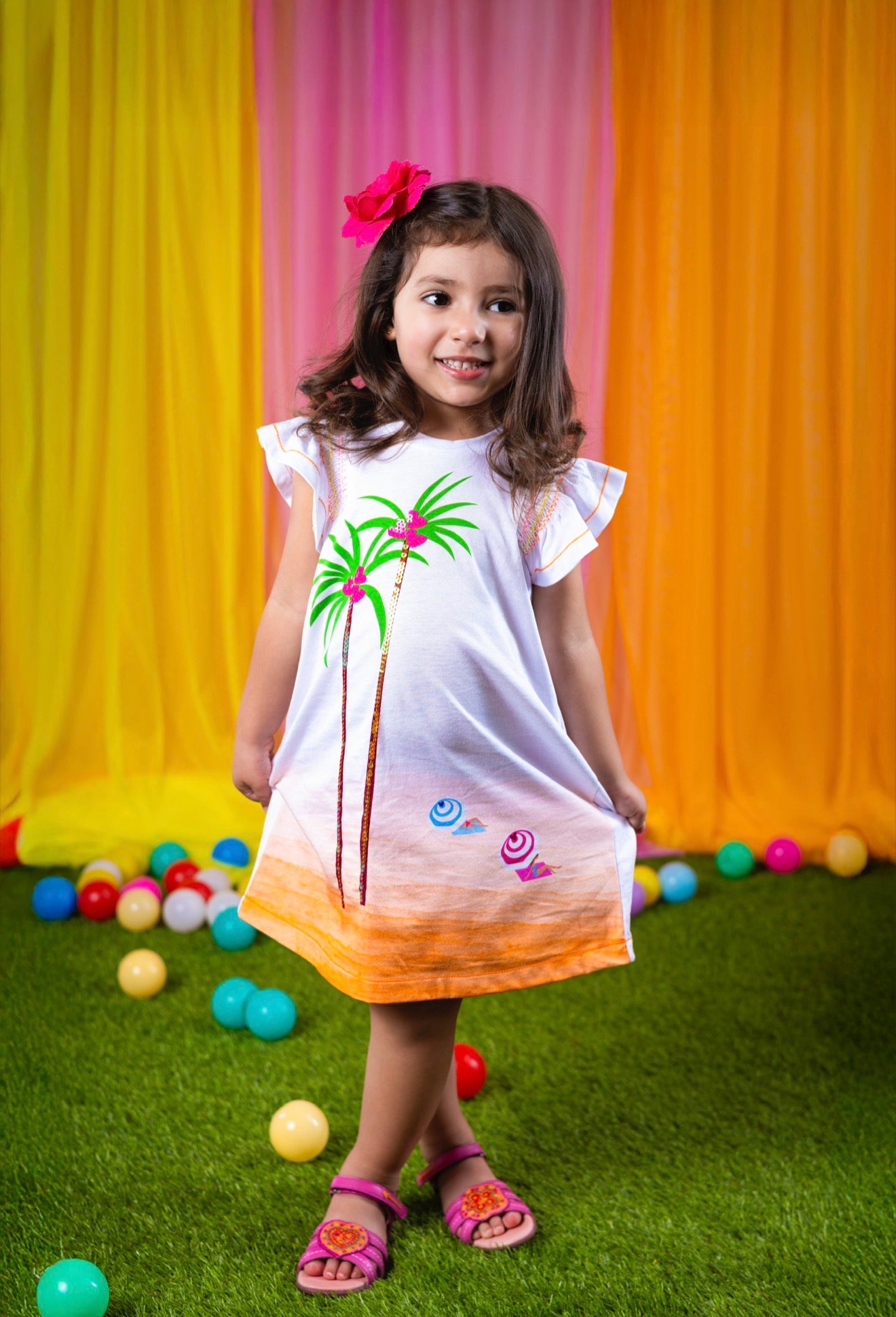 designer dress toddler Agatha Ruiz de la Prada Palm Island – Girls Cotton Sund – Dolly Day Dreams & Little Dudes Color:Light Bleach Oak Veneer summer toddler dresses material:sequin Party Wear Dresses for