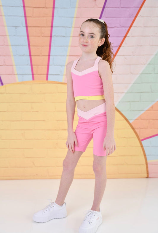 D by Dolly Pink Sorbet Cycle Shorts & Crop Top *Preorder
