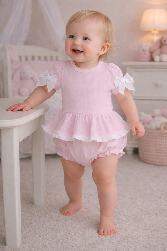 Blues Baby Girls Paris Pink & White T shirt & Bloomers
