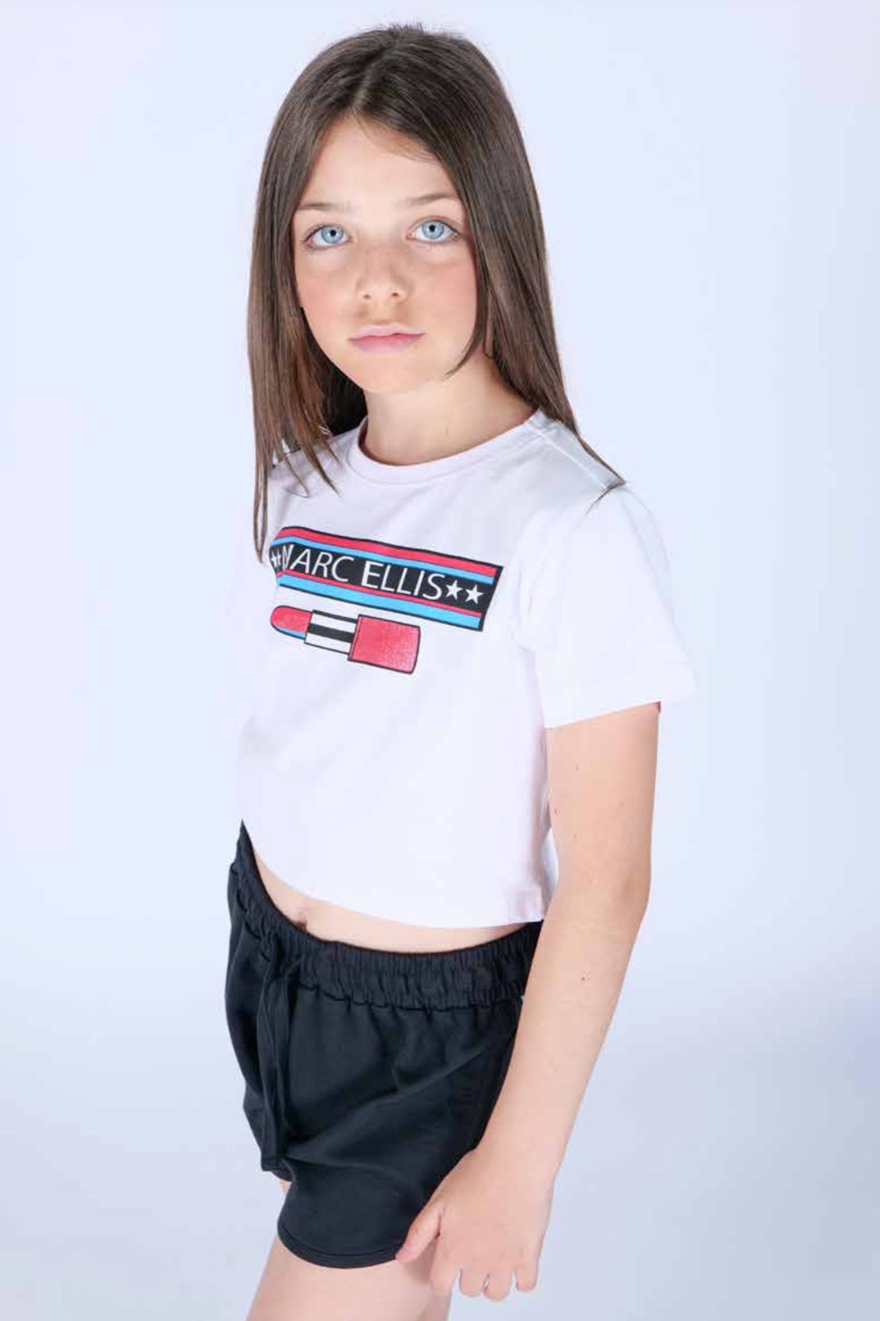 Marc Ellis Junior Girls Black & White Shorts & T Shirt Set