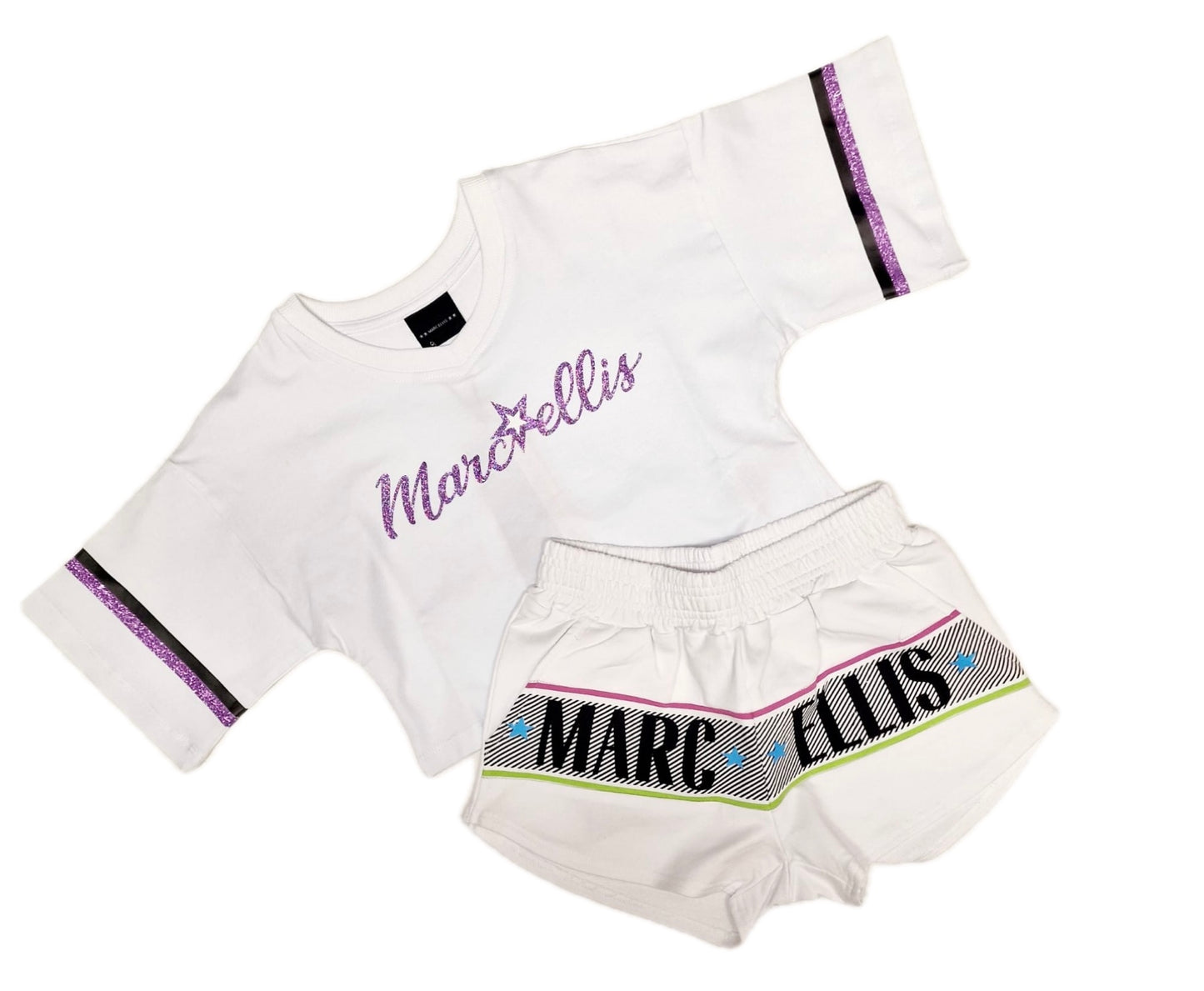 Marc Ellis Junior Girls White Shorts & T Shirt Set