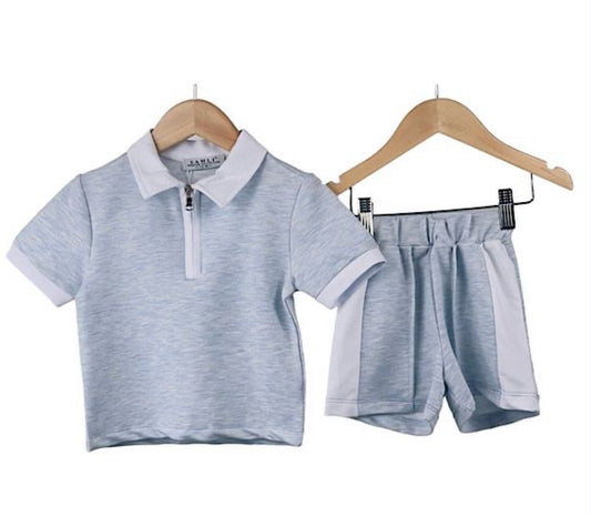 Boys Toddler Light Blue Polo T shirt and Shorts