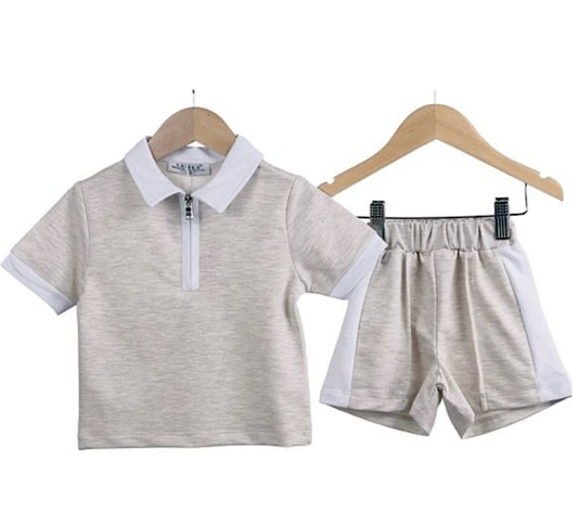 Boys Toddler Beige Polo T shirt and Shorts