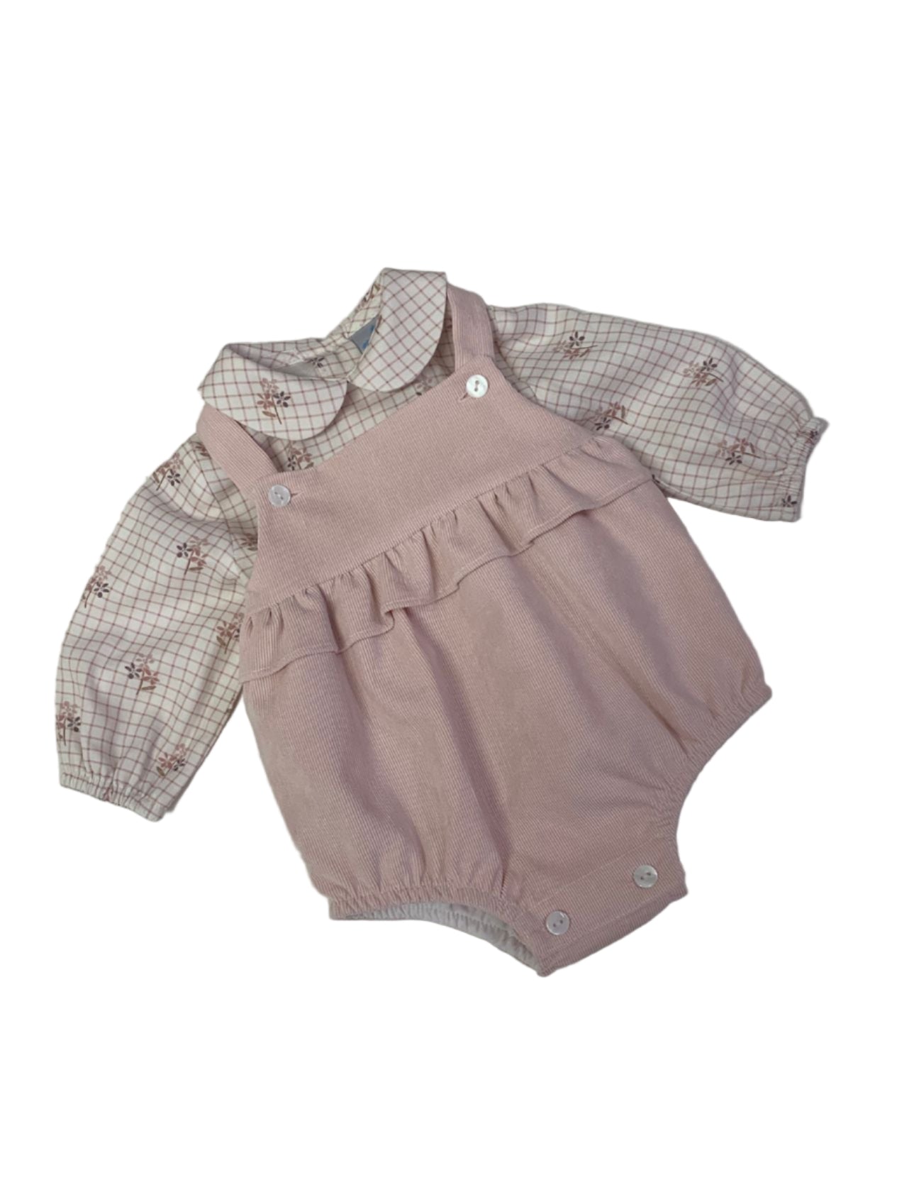 Sardon Girls Dungaree & Floral Shirt