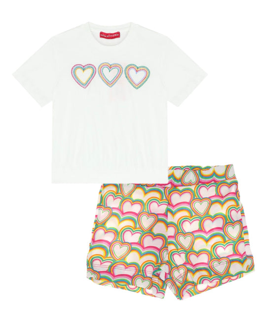 Agatha Ruiz de la Prada Girls Galicia Rainbow Shorts & White T shirt